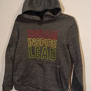 Kid's Indent Colorful " Dream Inspire Lead ' Gray Pullover Hoodie Size 8 / Small